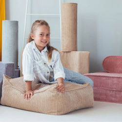 Pouf carré velours | Sucre brun