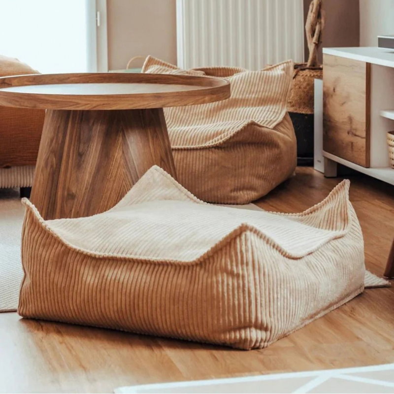 Pouf carré velours | Sucre brun