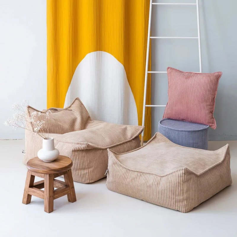 Pouf carré velours | Sucre brun