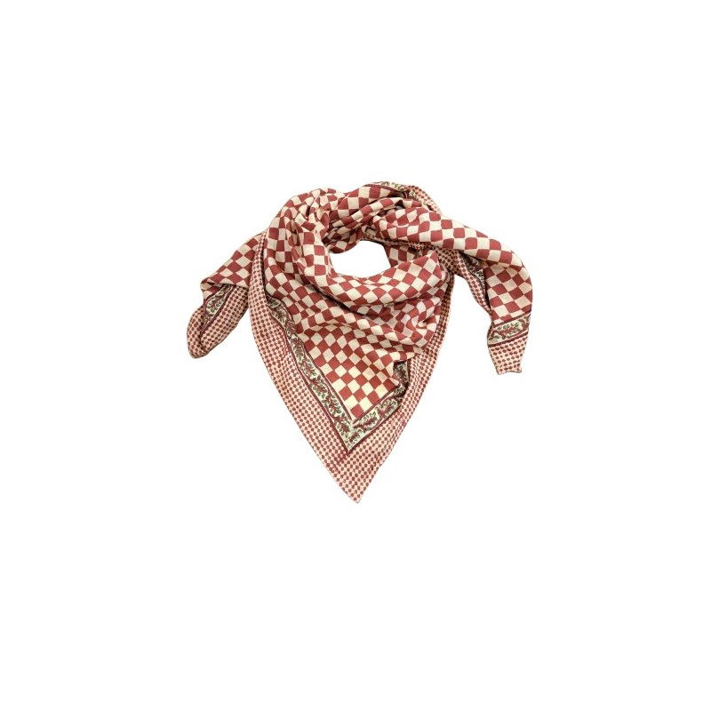 Foulard Grand format | Damier grenat
