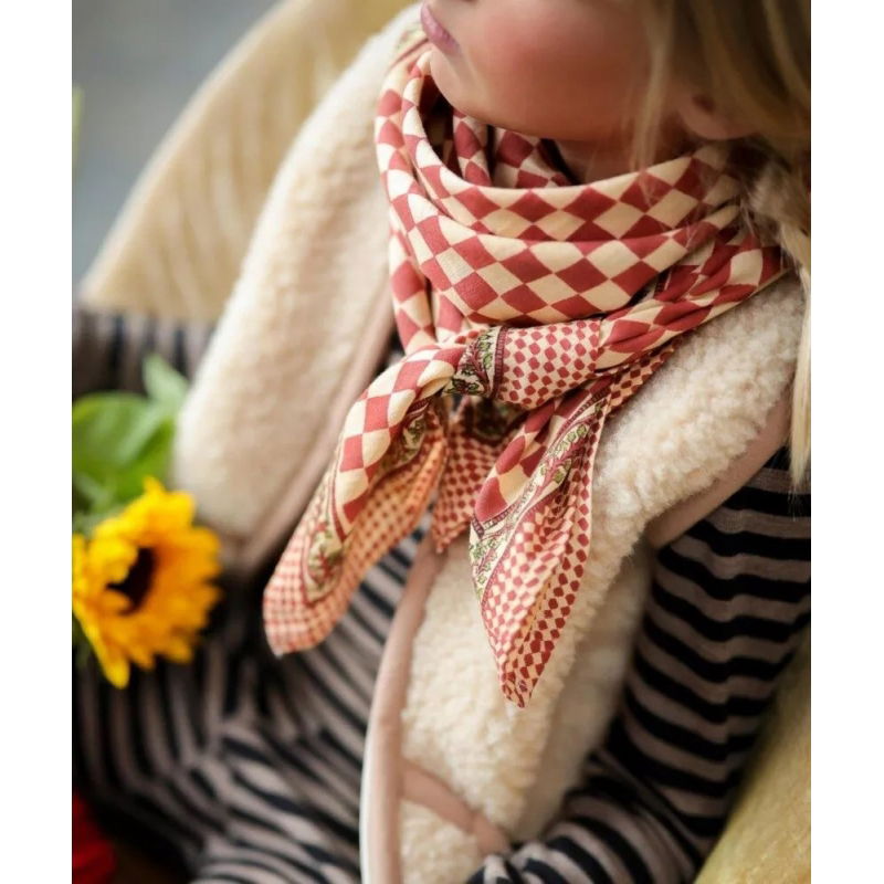 Foulard Grand format | Damier grenat