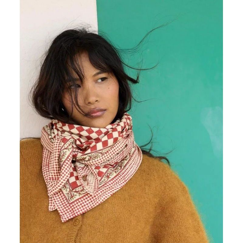 Foulard Grand format | Damier grenat