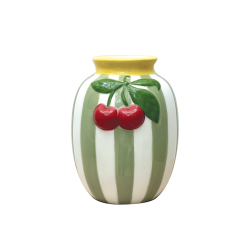 Vase cerise rayure | Vert