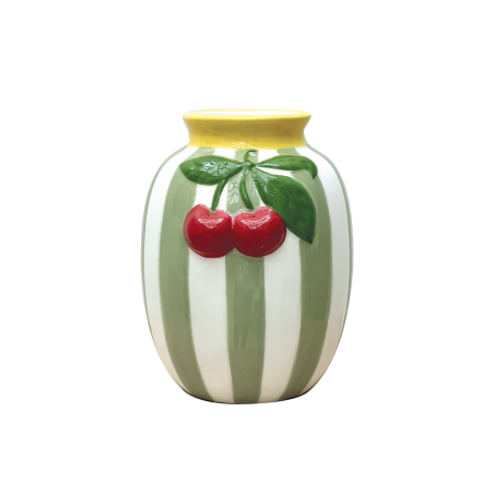 Vase cerise rayure | Vert - Opjet