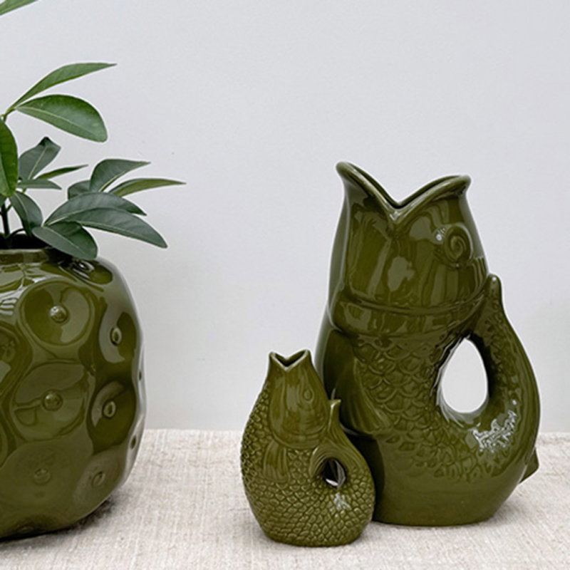 Vase céramique Poisson PM | Kaki