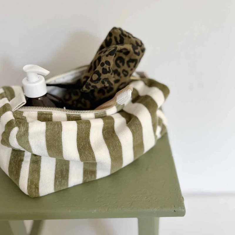 Trousse Vic éponge | Rayures kaki