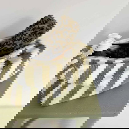 Trousse Vic éponge | Rayures kaki - Rose in April