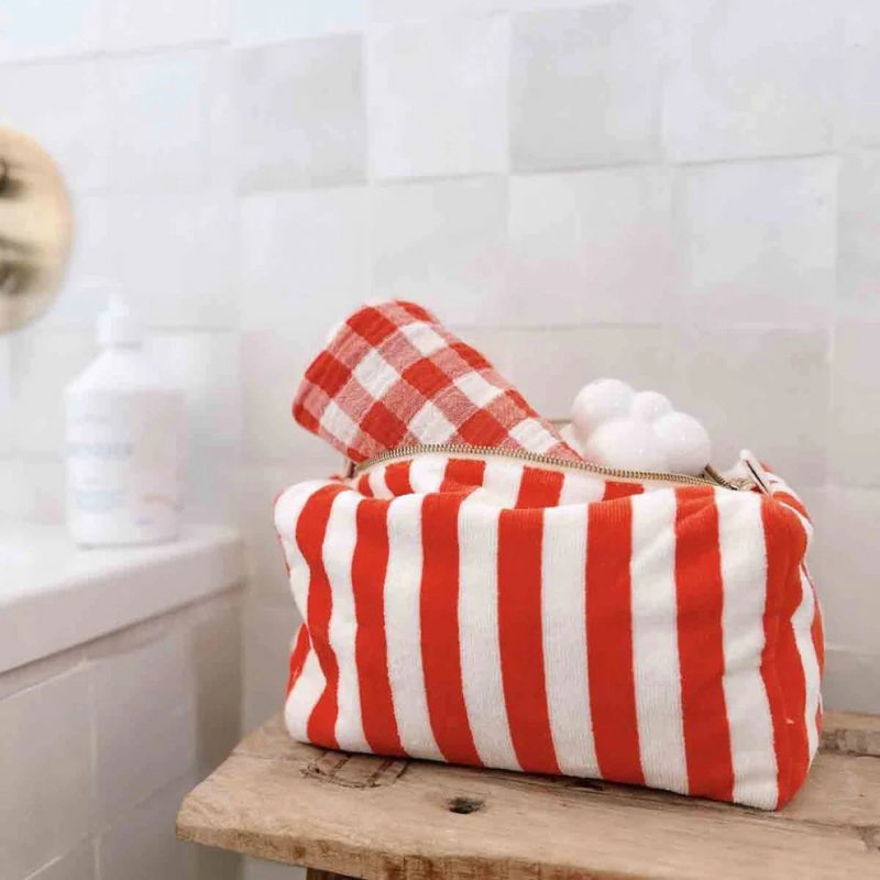 Trousse Vic éponge | Rayures rouge