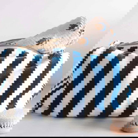 Trousse Vic éponge | Rayures blue midnight - Rose in April