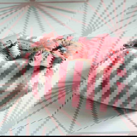 Trousse Vic éponge | Rayures strawberry - Rose in April