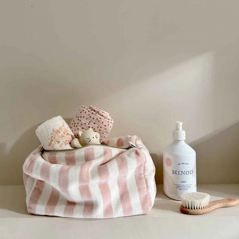 Trousse Vic éponge | Rayures light pink