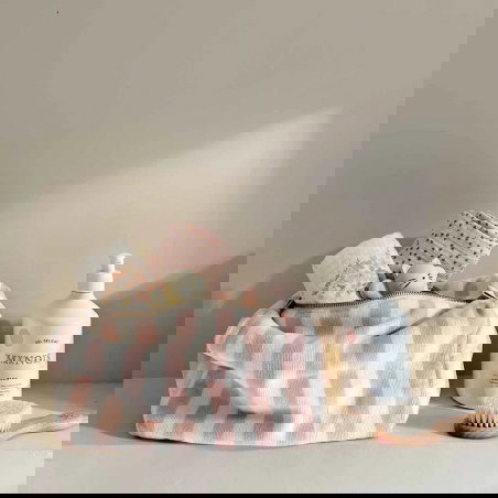 Trousse Vic éponge | Rayures light pink - Rose in April