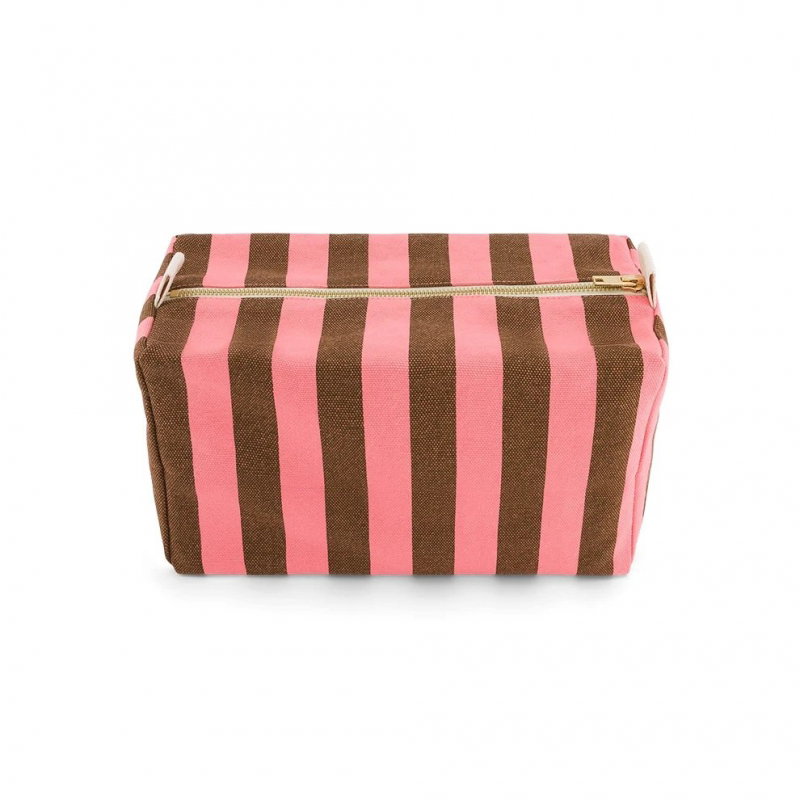 Trousse Vic | Rayures funky pink/olive