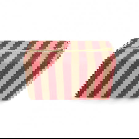 Trousse Vic | Rayures funky pink/olive - Rose in April