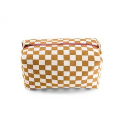 Trousse Vic | Damier ecru/caramel