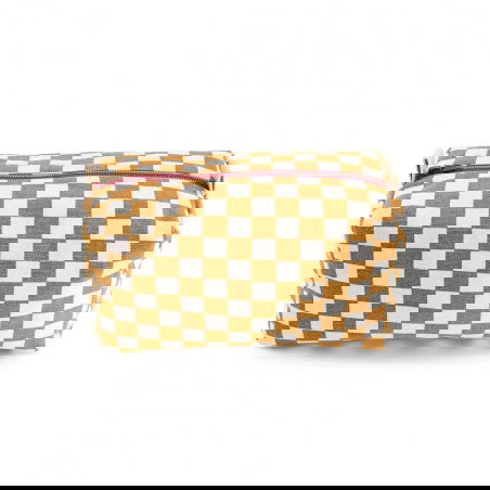 Trousse Vic | Damier ecru/caramel - Rose in April