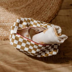 Trousse Vic | Damier ecru/caramel