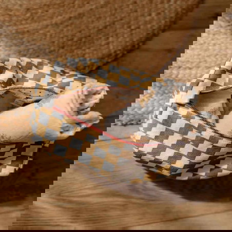 Trousse Vic | Damier ecru/caramel - Rose in April