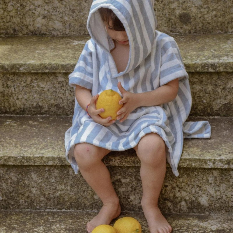 Poncho à rayures 1-3 ans | Bleu