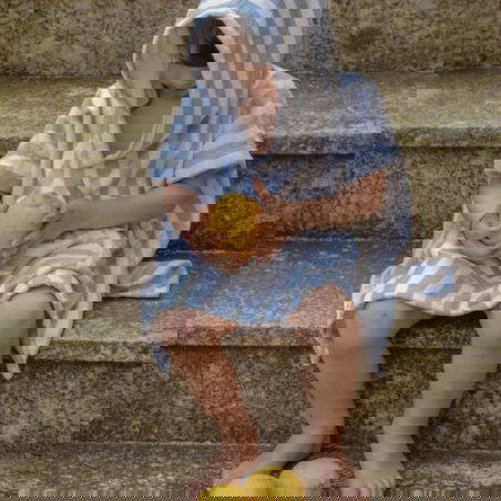 Poncho à rayures 1-3 ans | Bleu - Rose in April