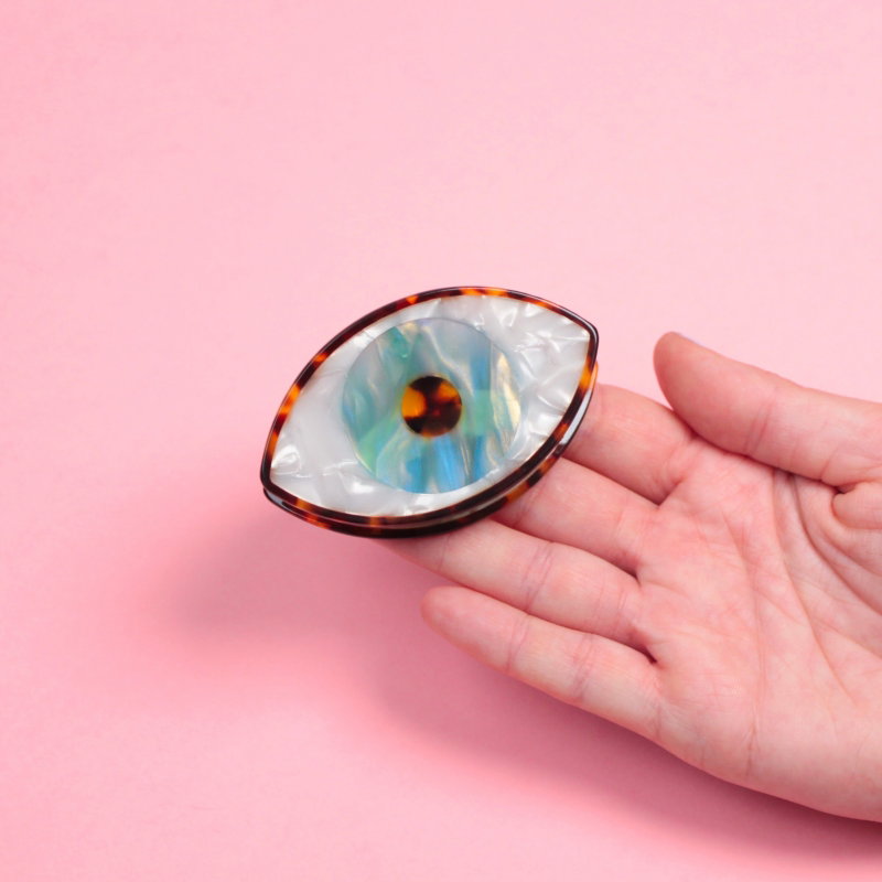 Grande pince à cheveux | Oeil bleu