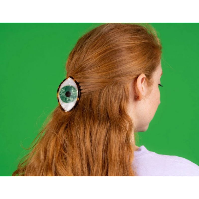 Grande pince à cheveux | Oeil vert