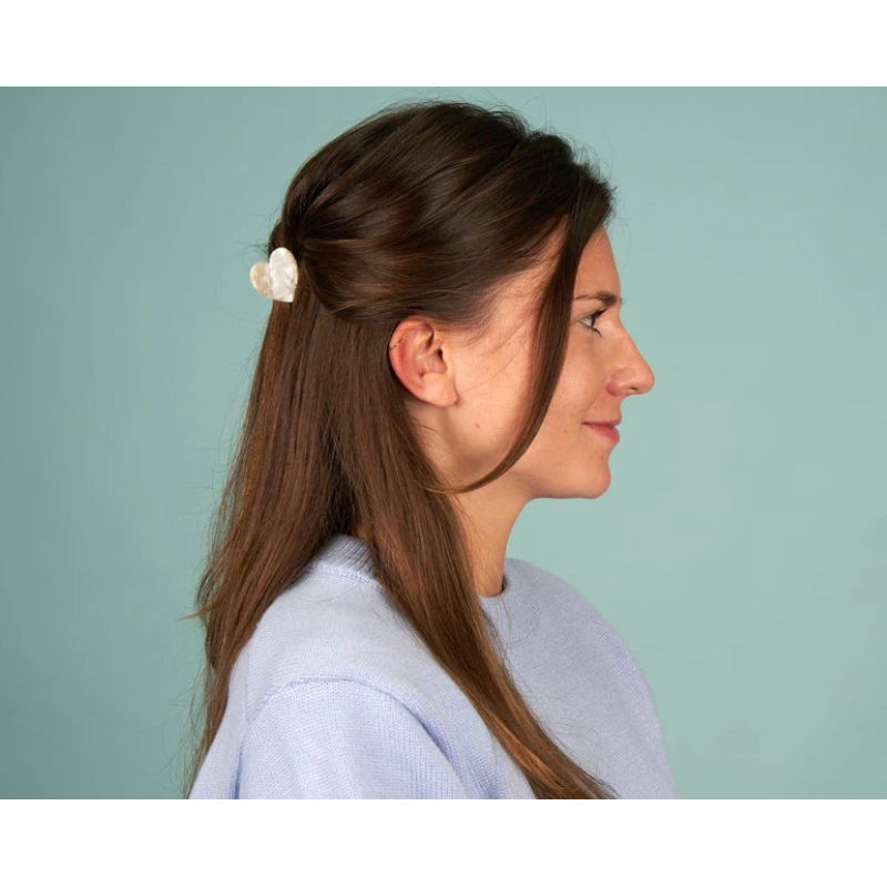 Mini pince à cheveux | Cœur blanc