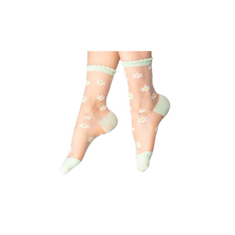 Chaussettes transparentes paquerettes