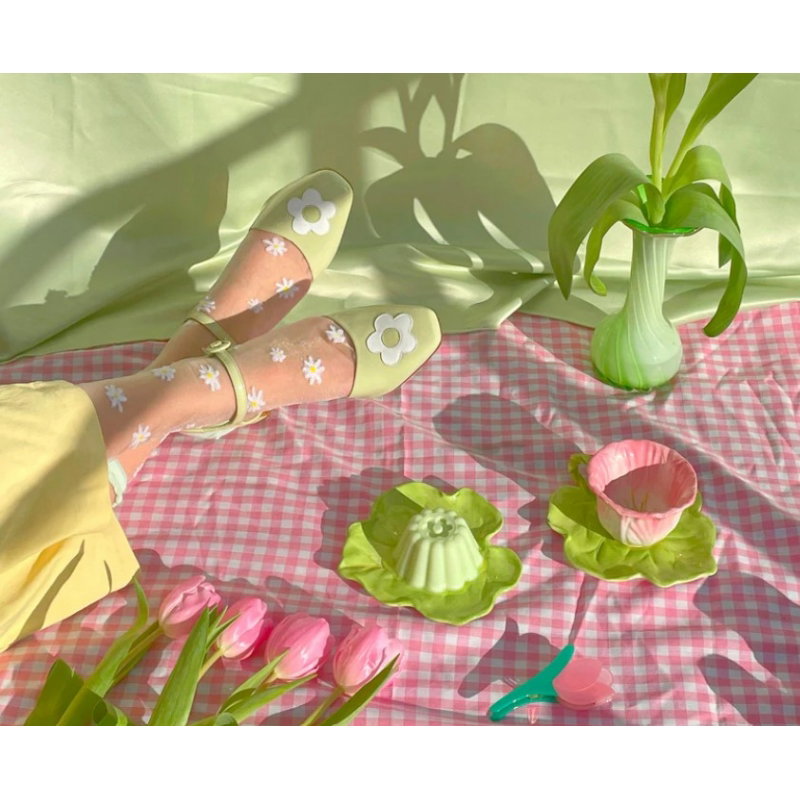 Chaussettes transparentes paquerettes