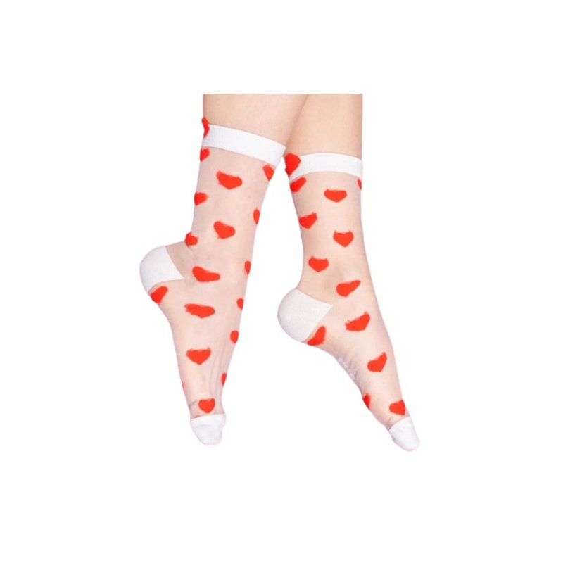 Chaussettes transparentes coeurs