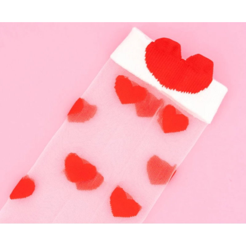 Chaussettes transparentes coeurs