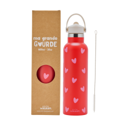 Gourde 600 ml | Cœurs rose - Atelier wagram