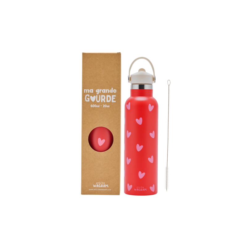 Gourde 600 ml | Cœurs rose