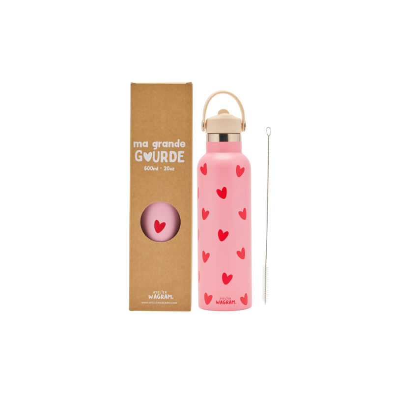 Gourde 600 ml | Cœurs rouge