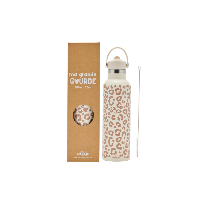 Gourde 600 ml | Léopard crème