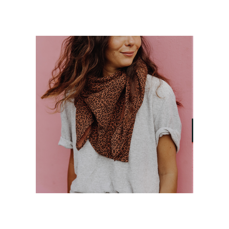 Grand lange - foulard 105 cm | Léopard marron