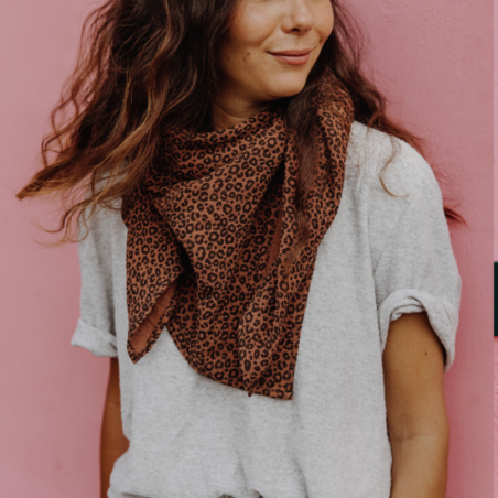 Grand lange - foulard 105 cm | Léopard marron - Atelier wagram