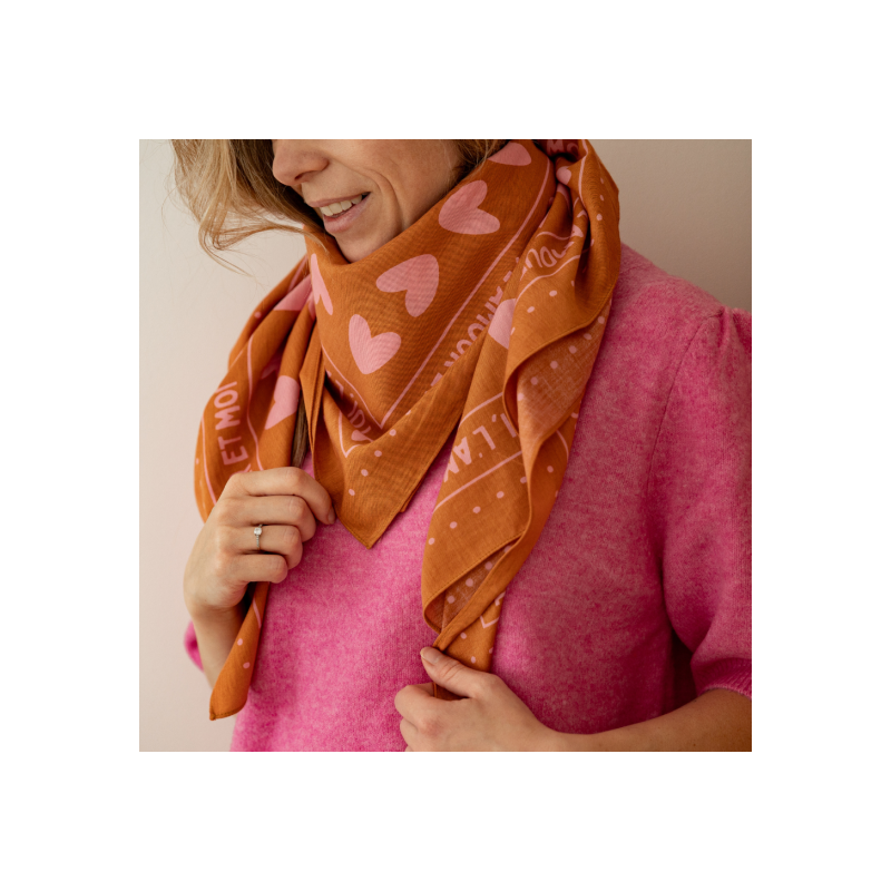 Foulard Grand Format | Toi, l'amour et moi rose