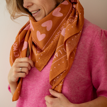 Foulard Grand Format | Toi, l'amour et moi rose