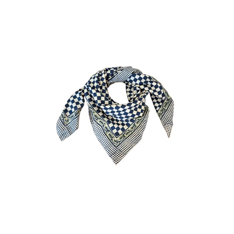 Foulard Grand format | Damier encre