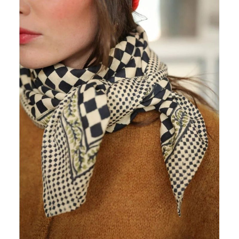 Foulard Grand format | Damier encre