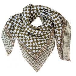 Foulard Grand format | Damier kaki