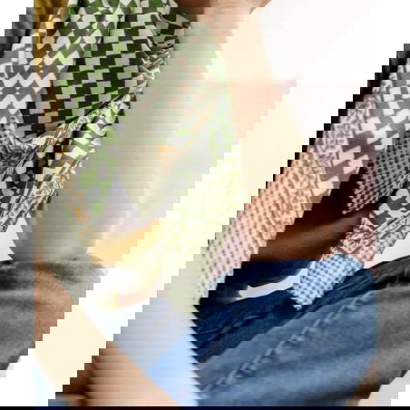 Foulard Grand format | Damier kaki - Bëllemme