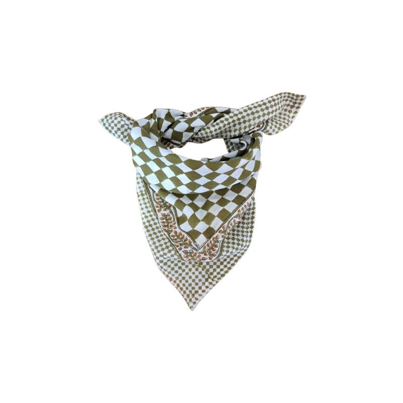 Foulard Petit format | Damier kaki