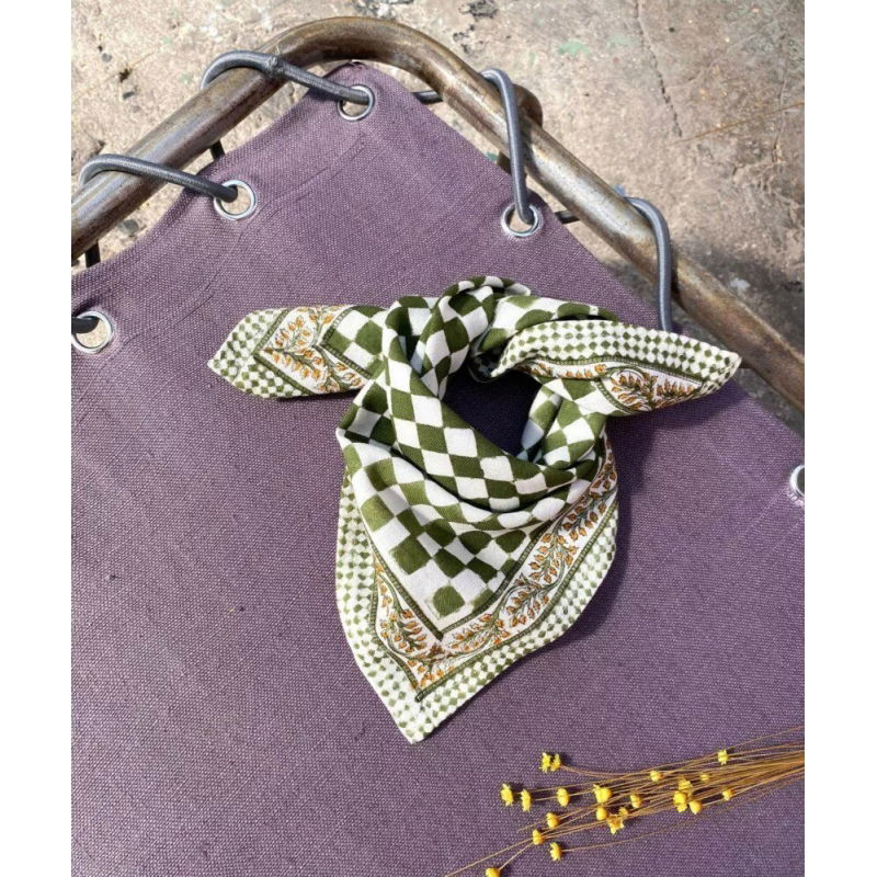 Foulard Petit format | Damier kaki