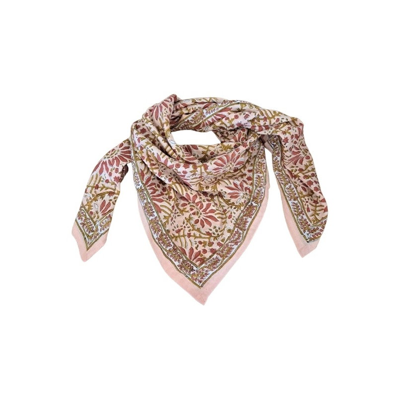 Foulard Grand format | Palmyre rose poudré