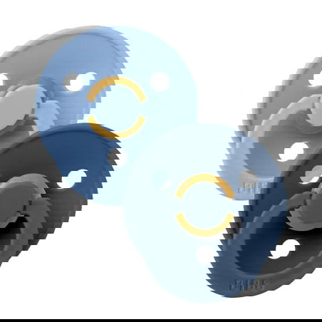 2 Tétines Bibs rondes colour | Bleu ciel et bleu acier - Bibs