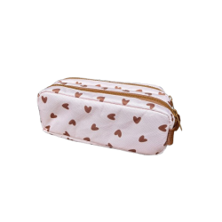 Trousse double | Coeurs marron - Atelier wagram