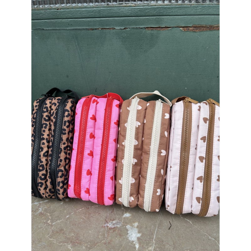 Trousse double | Coeurs beige