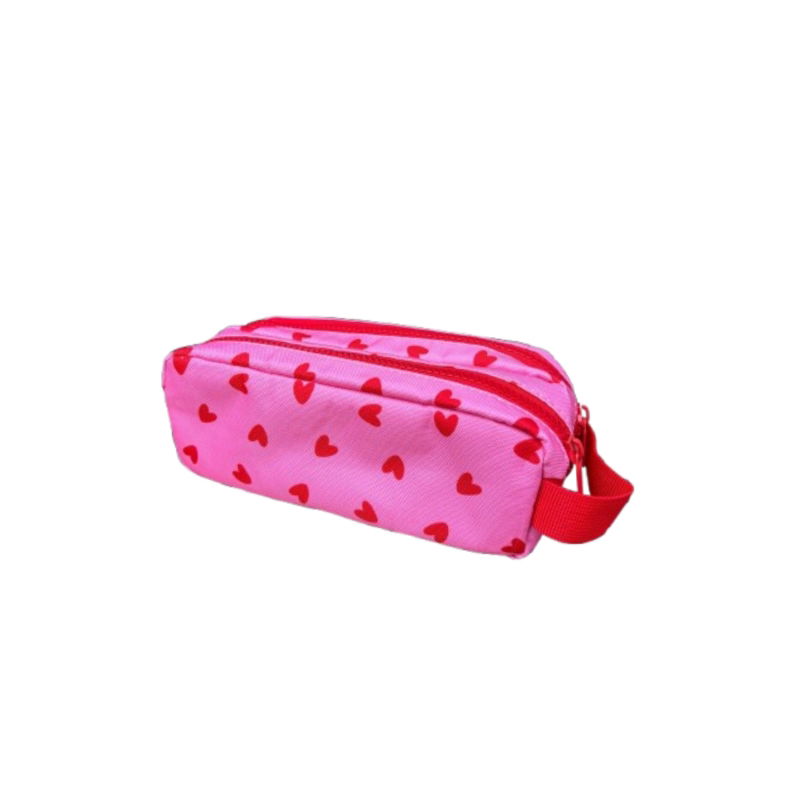 Trousse double | Coeurs rouge